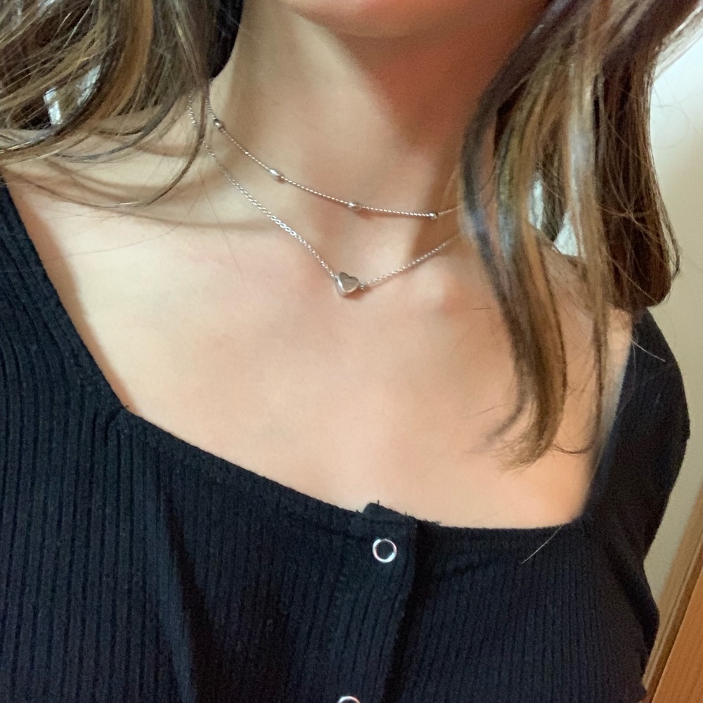 Layered Silver Dangle Necklaces π - Picture 5 of 5